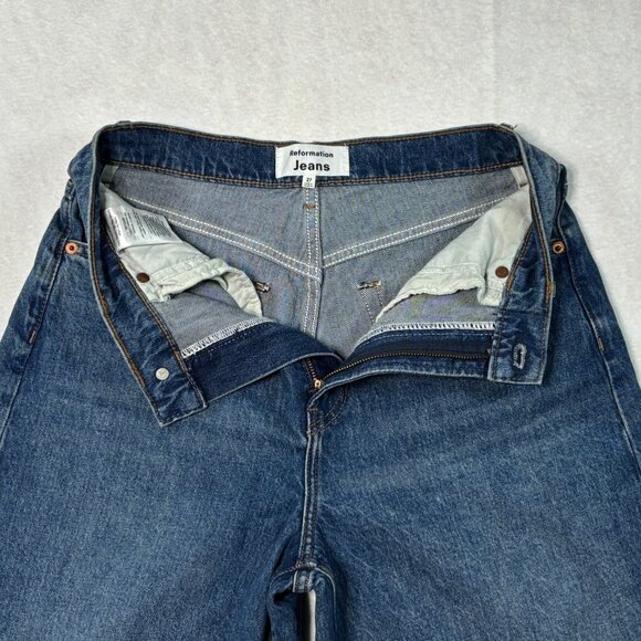 Reformation Cary High Rise Slouchy Wide Leg Jeans Women's Size 27 Medium Wash - Picture 11 of 15